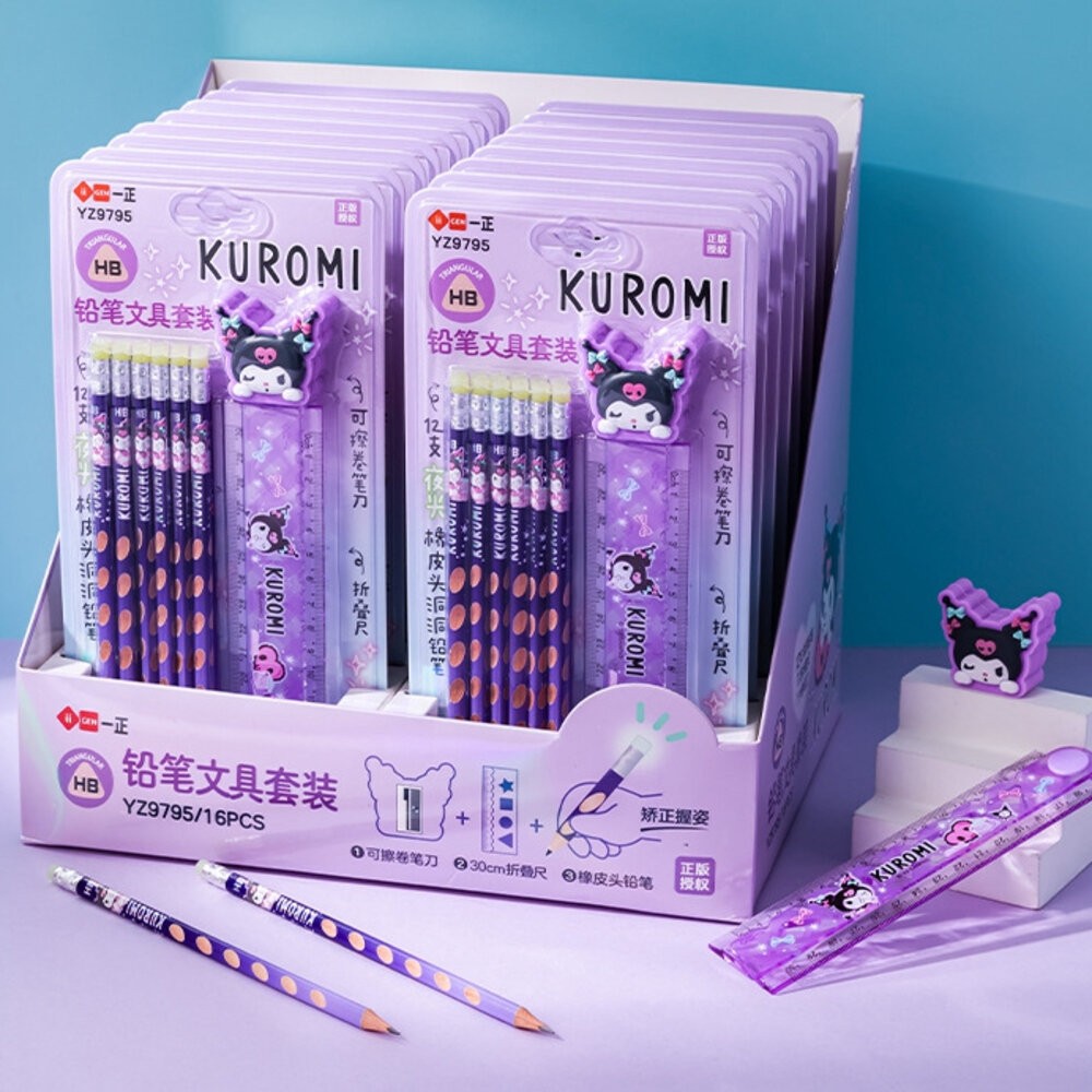 庫洛米 美樂蒂 HB鉛筆 文具組 直尺 洞洞鉛筆 鉛筆 鉛筆 洞洞筆 筆桿 三角筆桿 繪畫鉛筆 削鉛筆機 三麗鷗-細節圖5