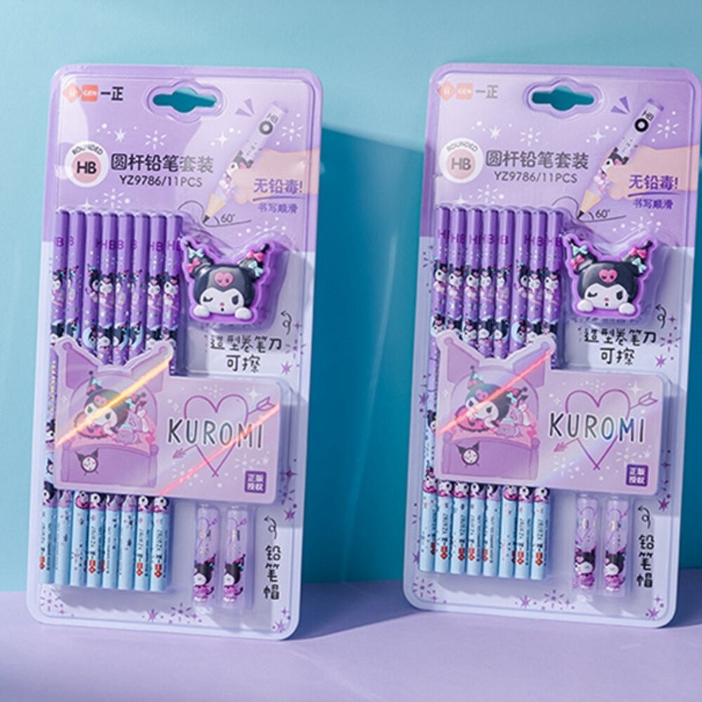 庫洛米 美樂蒂 HB鉛筆 文具組 直尺 洞洞鉛筆 鉛筆 鉛筆 洞洞筆 筆桿 三角筆桿 繪畫鉛筆 削鉛筆機 三麗鷗-細節圖7