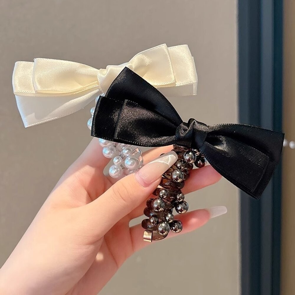 蝴蝶結 泡泡辮 泡泡辮頭繩 電話線 髮圈 馬尾 編髮神器 辮子神器 珍珠 氣質 馬尾編髮 直條電話線髮圈 扎頭繩-細節圖6