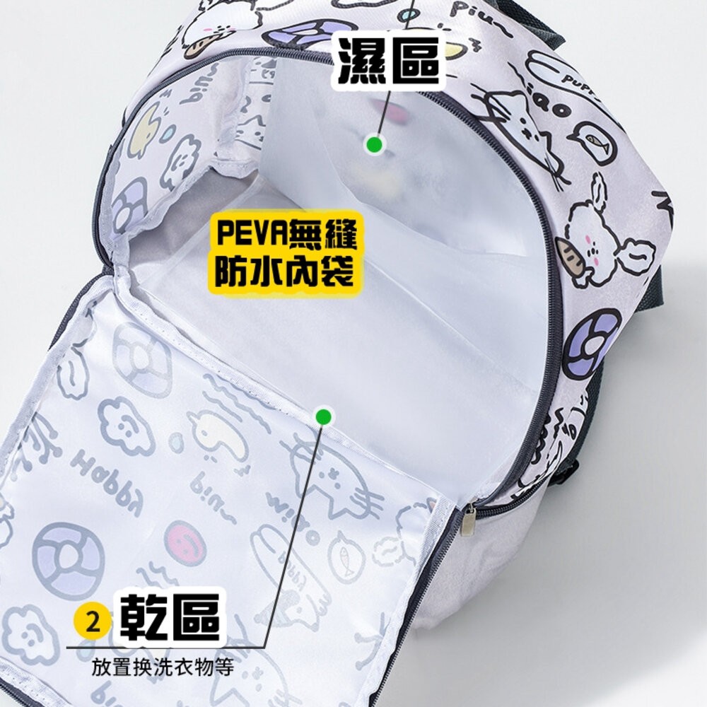 兒童游泳包 乾濕分離 洗漱包 游泳 防水 收納袋 男女童 運動 便攜 可愛 卡通 沙灘 雙肩包 後背包-細節圖4