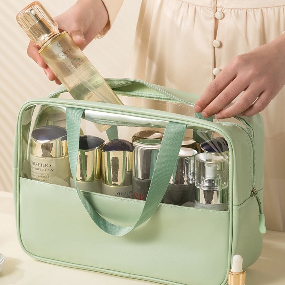 防水化妝包 旅行收納 防水包 盥洗包 洗漱包 透明防水化妝包 化妝包 收納包 旅遊 磨砂包 透明包 防水手提包 游泳包-細節圖3