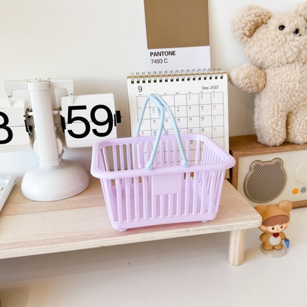 桌面提籃 馬卡龍撞色小提籃 小提籃 迷你手提籃 小物收納 儲物籃 可疊收納籃 日式收納籃 居家置物籃 迷你提籃-規格圖7