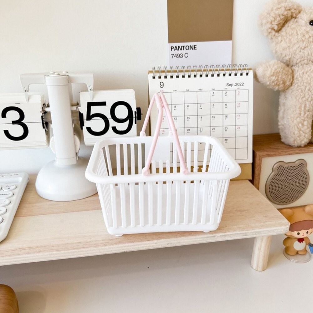 桌面提籃 馬卡龍撞色小提籃 小提籃 迷你手提籃 小物收納 儲物籃 可疊收納籃 日式收納籃 居家置物籃 迷你提籃-規格圖7