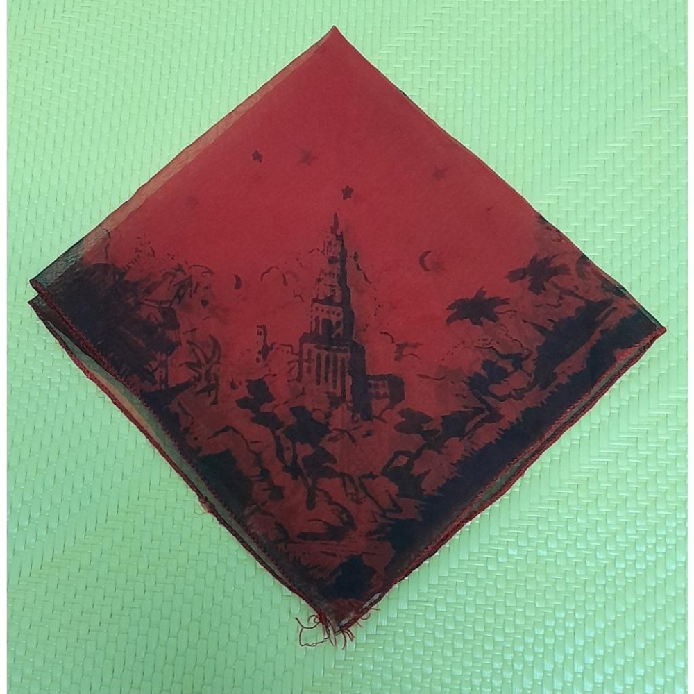 粉紅色棉質東京晴空塔紀念手帕｜紅色絲巾｜柔軟親膚日系風格伴手禮-細節圖4