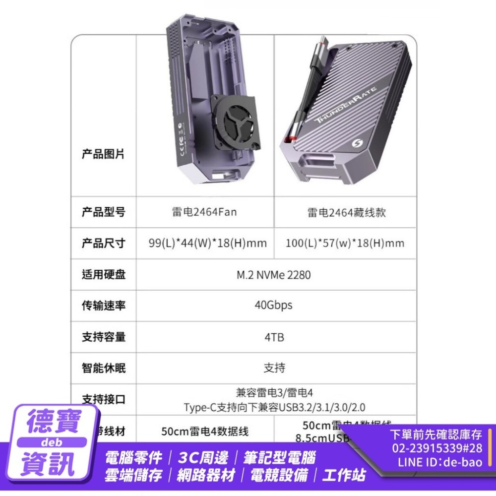 佳翼 2464 USB4.0 M.2 NVMe 40G 雷電 外接硬碟盒 硬碟盒 外接盒 /111023光華商場-細節圖2