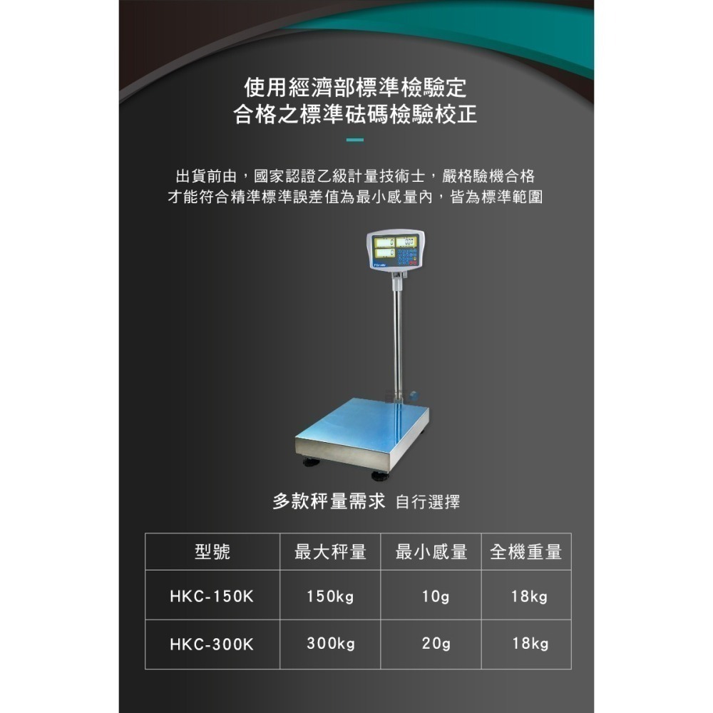 【BHL秉衡量電子秤｜T-scale台衡】台製版高精度中型計數電子台秤HKC 150K 300K-細節圖2