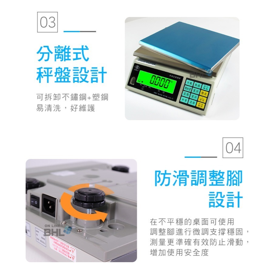 【BHL秉衡量電子秤】英展全電壓第四代高精度計重桌秤 AWH+- 3kg 7.5kg 15kg 30kg(有電量顯示)-細節圖9