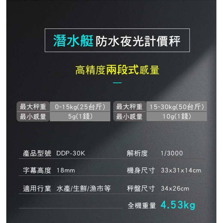 【BHL秉衡量】IP68up全機防水防蟑電子計價秤 DDP-30K〔30kgx5g〕-細節圖4