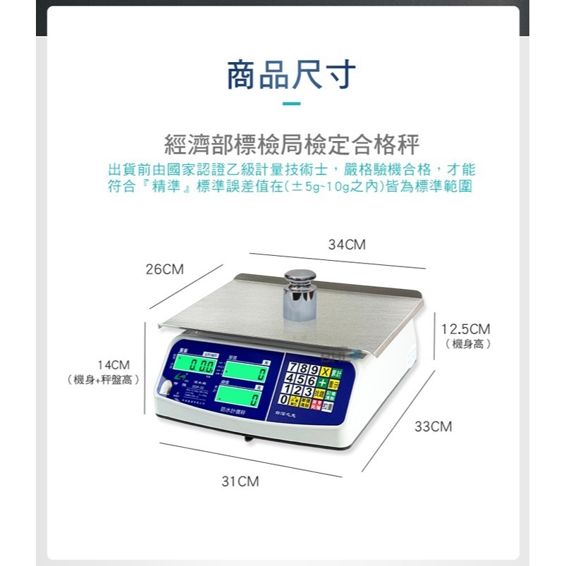 【BHL秉衡量】IP68up全機防水防蟑電子計價秤 DDP-30K〔30kgx5g〕-細節圖5
