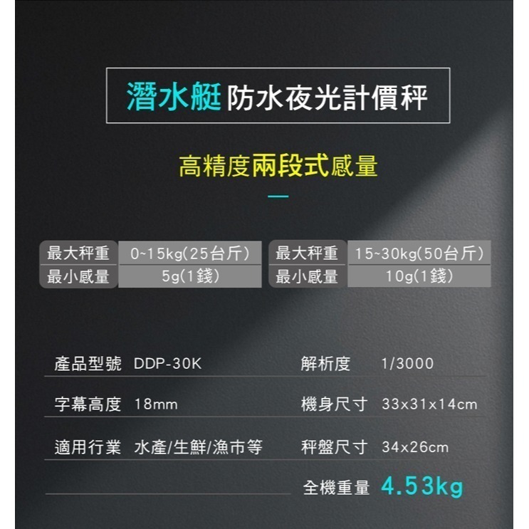 【BHL秉衡量】IP68up全機防水防蟑電子計價秤 DDP-30K〔30kgx5g〕-細節圖4