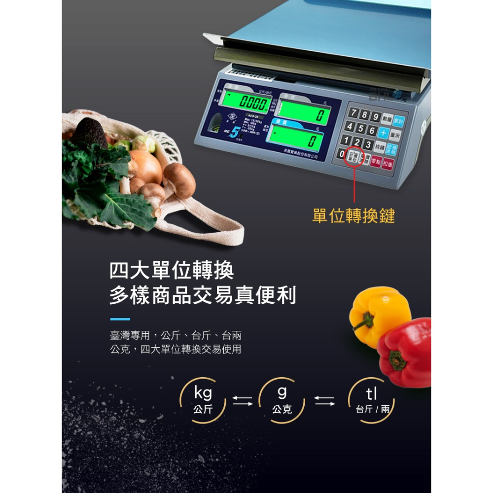 【BHL秉衡量電子秤】MIT英展全電壓 防蟑｜防潑水計價秤 AE5+RS232-30K(30kgx5g)-細節圖7