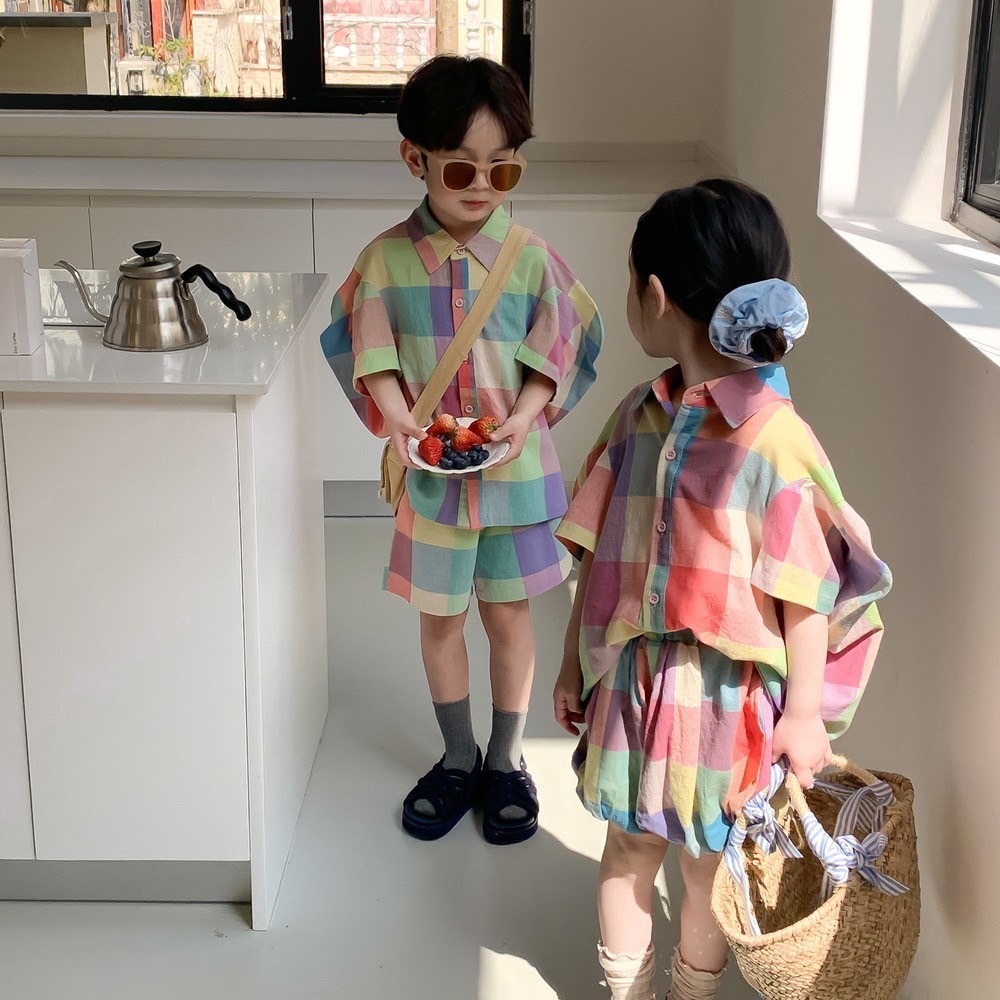 預購 彩虹色格紋襯衫套裝-06/10截止-細節圖3