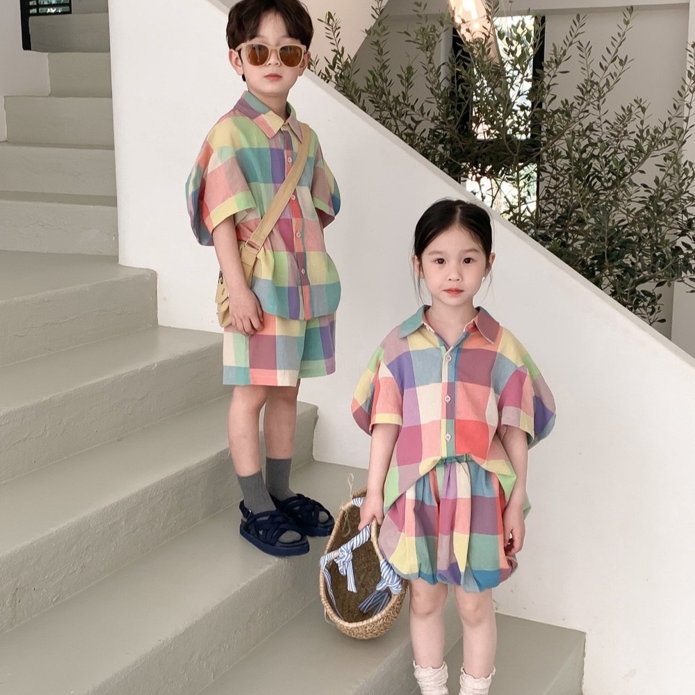 預購 彩虹色格紋襯衫套裝-06/10截止-細節圖6