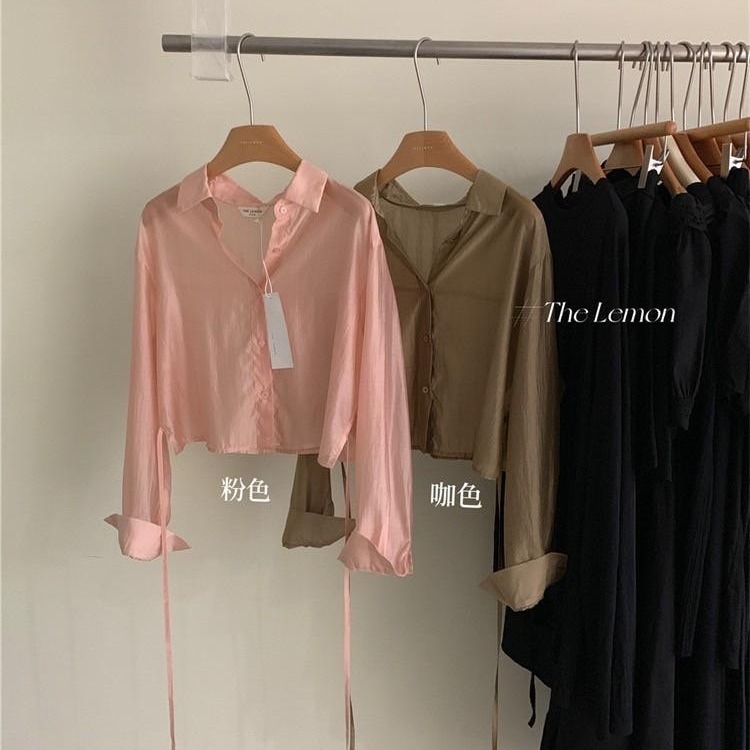 預購 微透視後繫帶襯衫-06/15截止-細節圖5