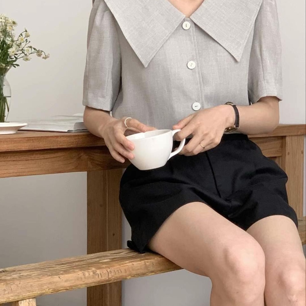 預購 正韓 水手領抓皺袖上衣-06/20截止-細節圖3