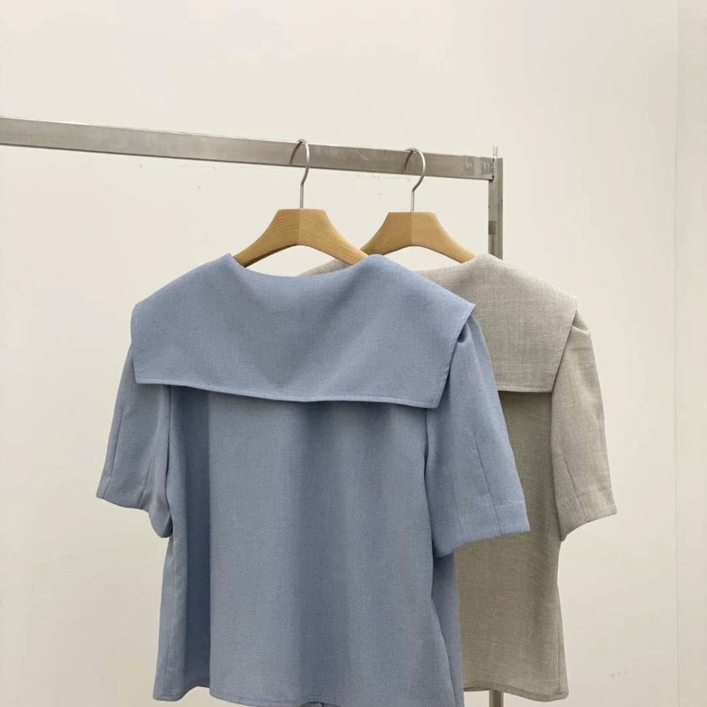 預購 正韓 水手領抓皺袖上衣-06/20截止-細節圖9