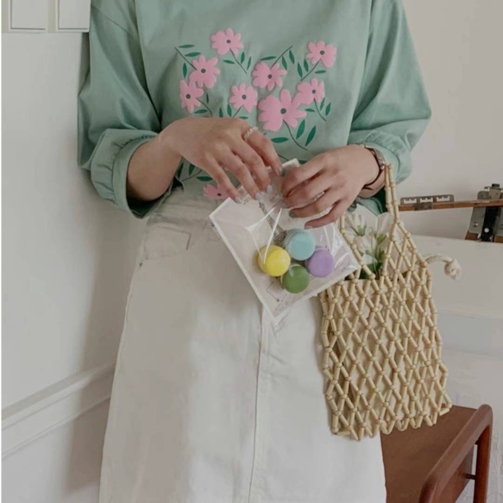 預購 正韓 小花印花五分包袖上衣-06/20截止-細節圖6