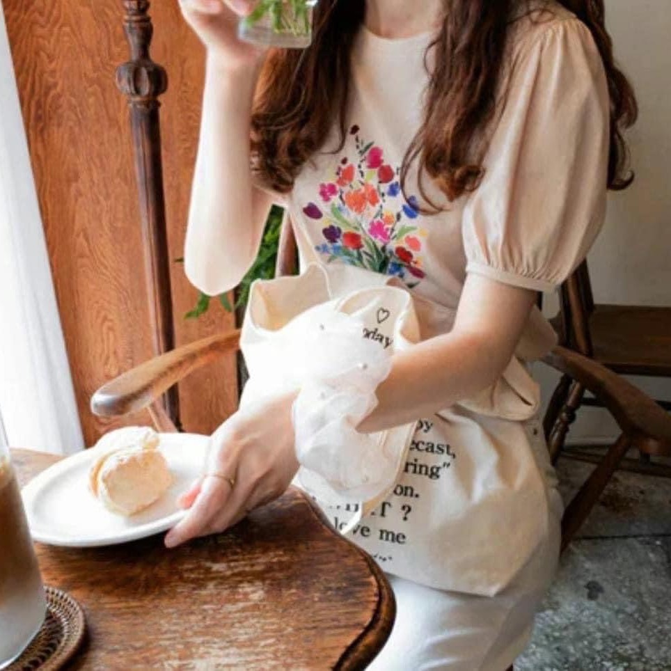 預購 正韓 法式彩色小花朵澎袖薄棉上衣-06/25截止-細節圖2