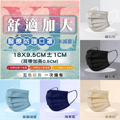 🤘台灣製 舒膚康 加大款 (5色各10入/盒) 大人醫用平面口罩