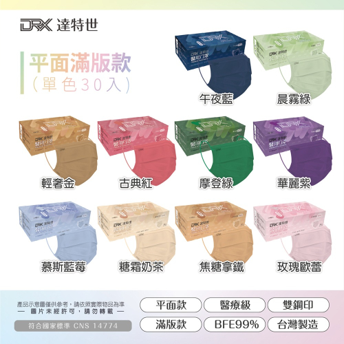 🤘台灣製 DRX達特世 平面滿版 成人醫用口罩(30入)