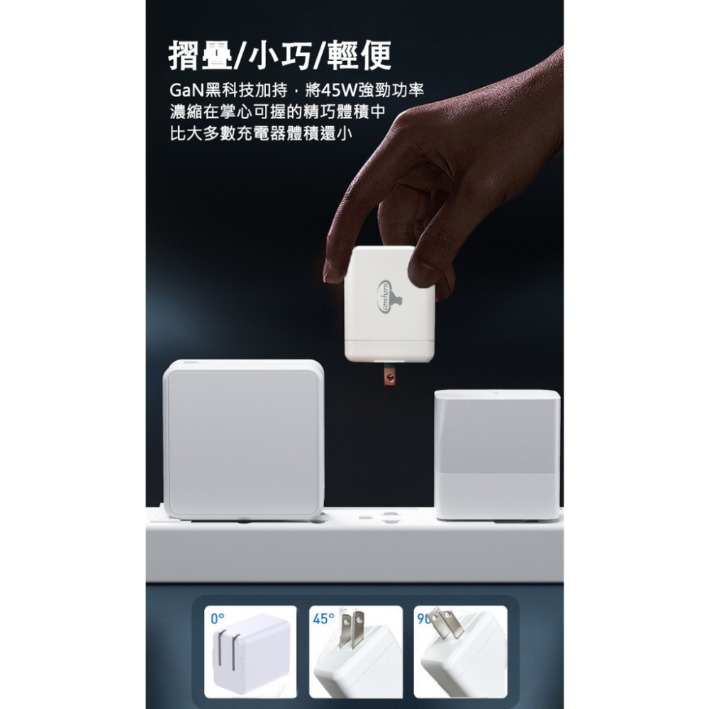 台灣製造🔥 Cowhorn 牛角牌｜45W PD 雙孔 GaN 氮化鎵 快充旅充頭 充電器 充電線 充電頭 雙孔-細節圖3
