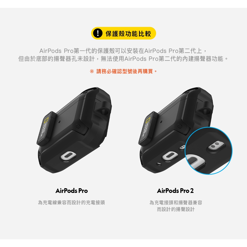 出遊必備🔥 National 國家地理｜ RuggedBumper AirPods卡扣式系列 卡其／灰／黃／黑 耳機殼-細節圖7
