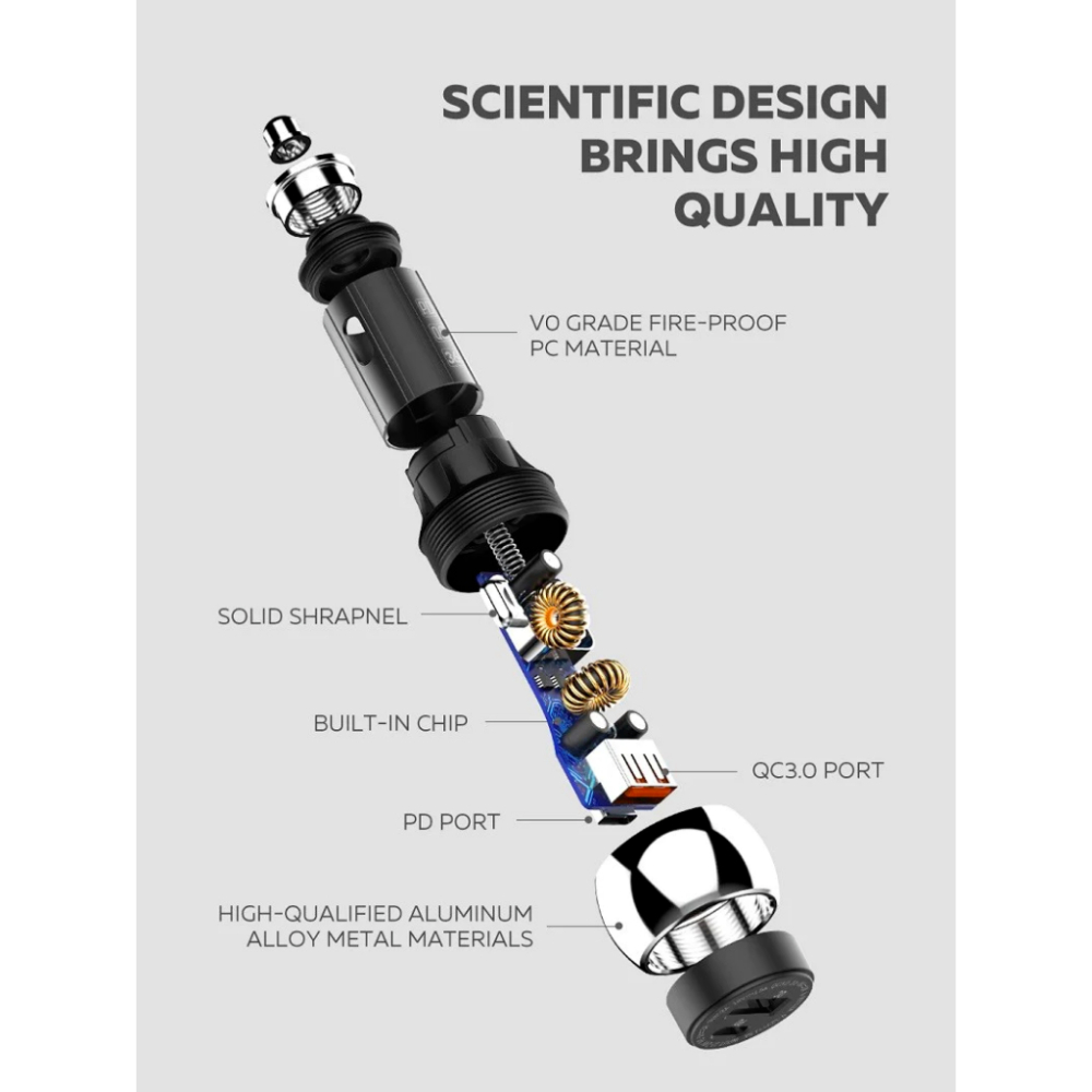 極速出貨🔥 LDNIO｜ C3-C1 PD+ QC3.0 車充 車充 點菸器 車用快充 充電器 1米-細節圖7