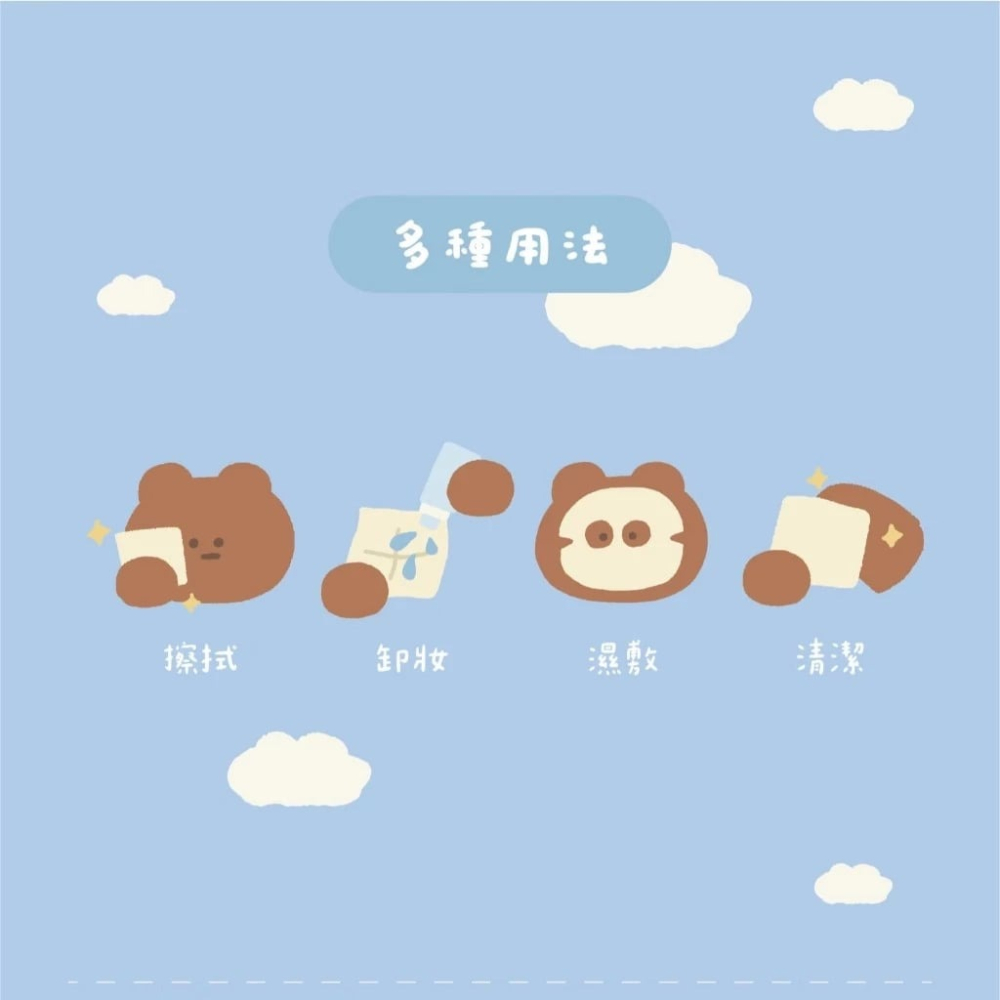 【KesHO】－附發票－布朗尼聯名款 乾濕兩用洗臉巾 70抽-細節圖3