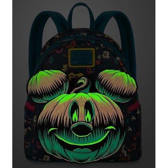 ［FUN SHOP 梵尚時尚精選］香港迪士尼限定版 南瓜米奇萬聖節夜光迷你背包-細節圖2