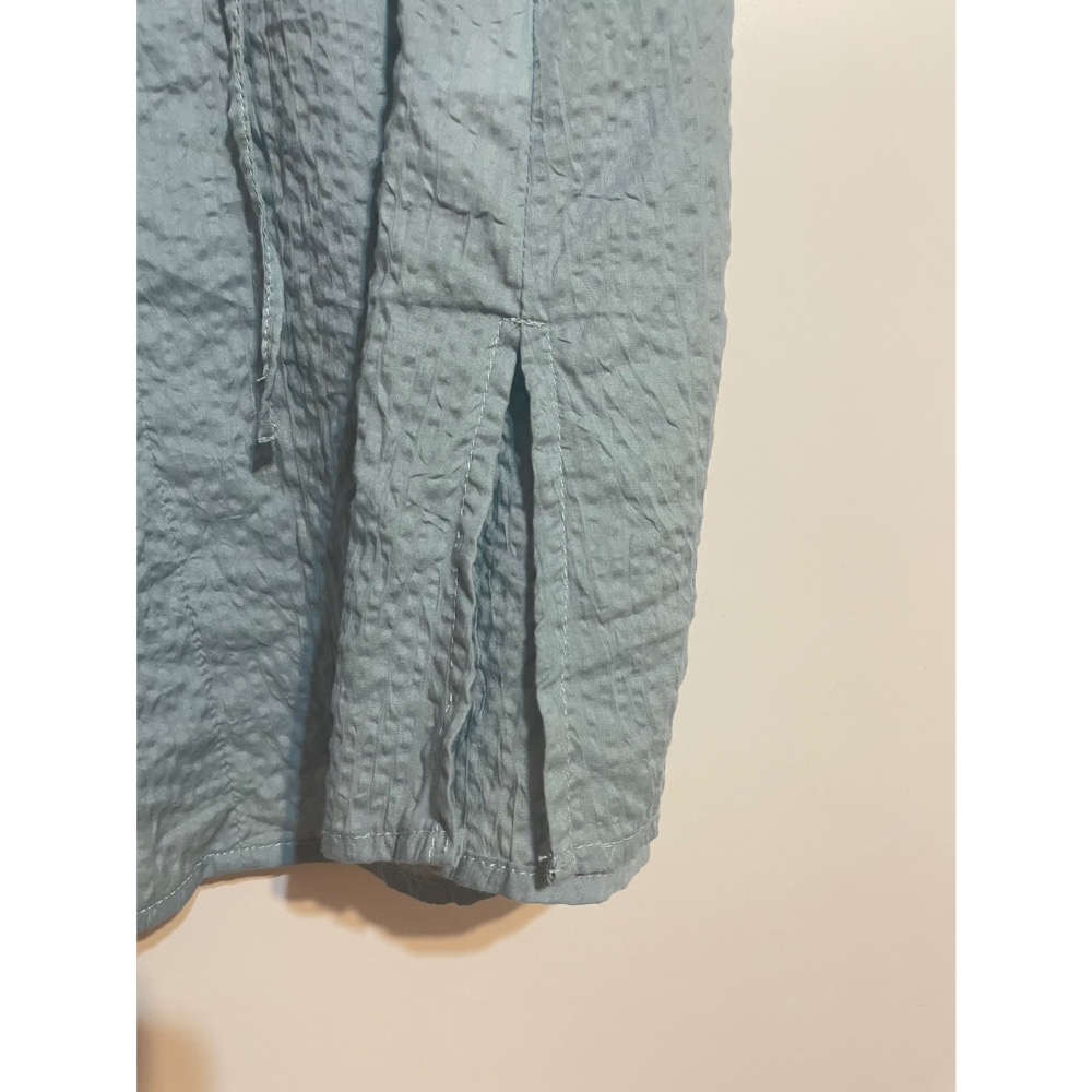 專櫃MK湖綠色泡泡紗荷葉領襯衫/二手/38號-細節圖4