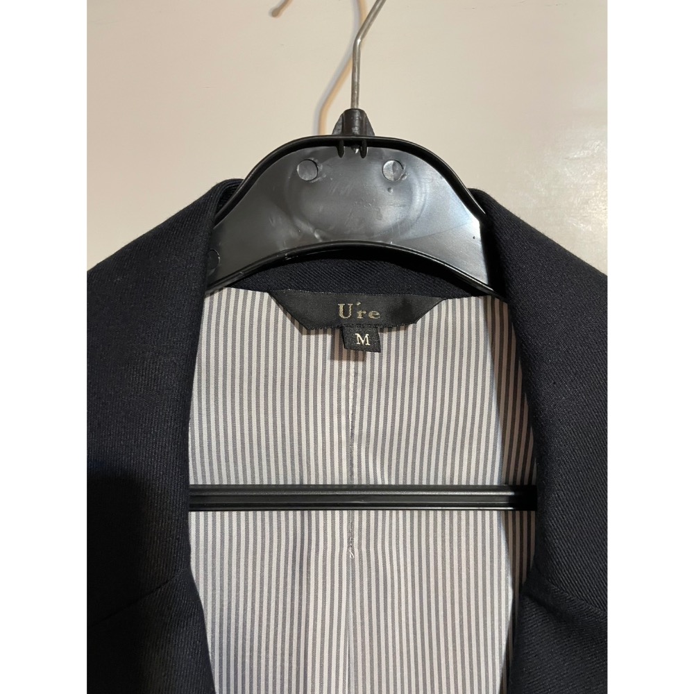 U’re深藍色混毛料七分袖西裝外套/二手/M號-細節圖3