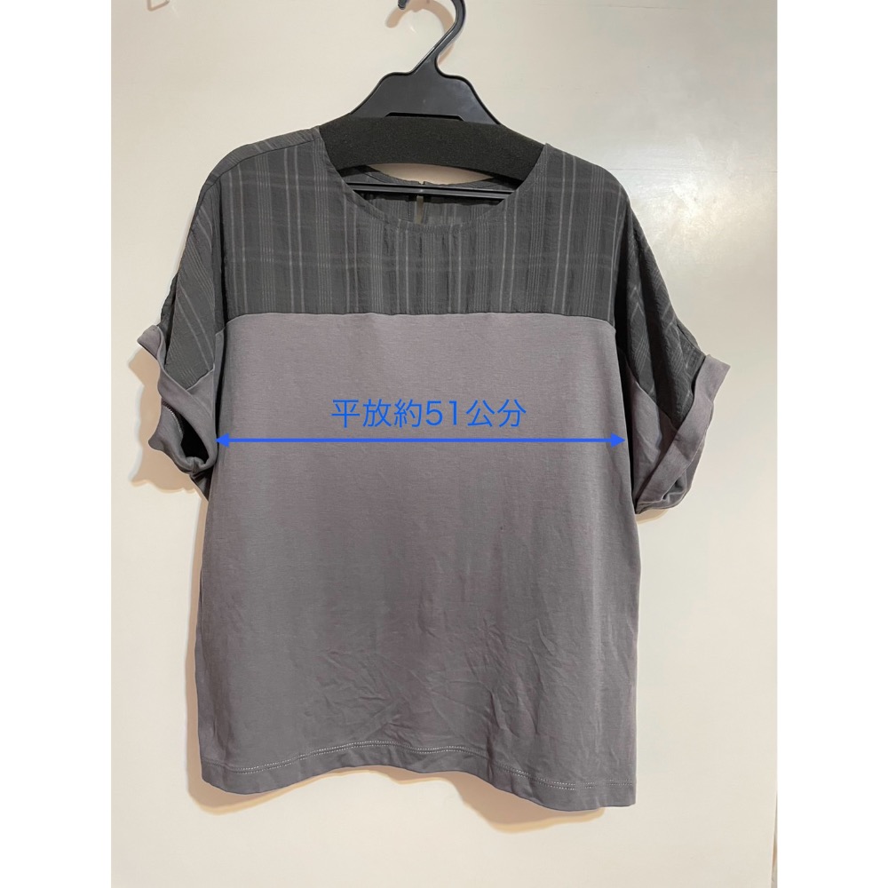 專櫃MK灰色格紋雪紡拼接T-shirt /二手/38號-細節圖2