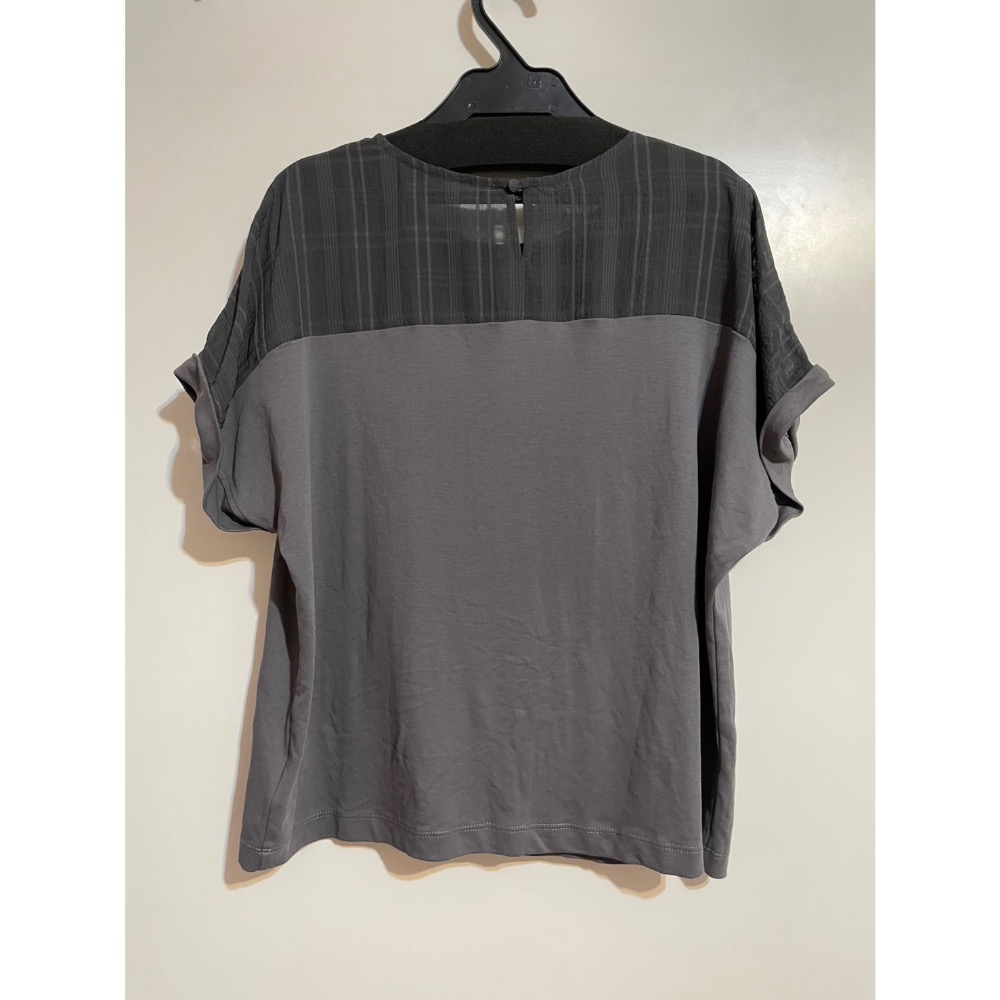 專櫃MK灰色格紋雪紡拼接T-shirt /二手/38號-細節圖3