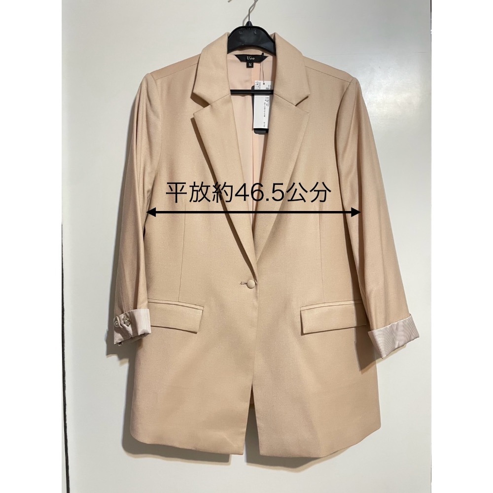 U’re杏色八分袖羊毛西裝外套/全新/M號-細節圖2