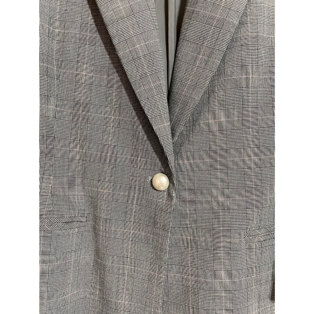 U’re灰色粉格紋八分袖西裝外套/二手/M號-細節圖3