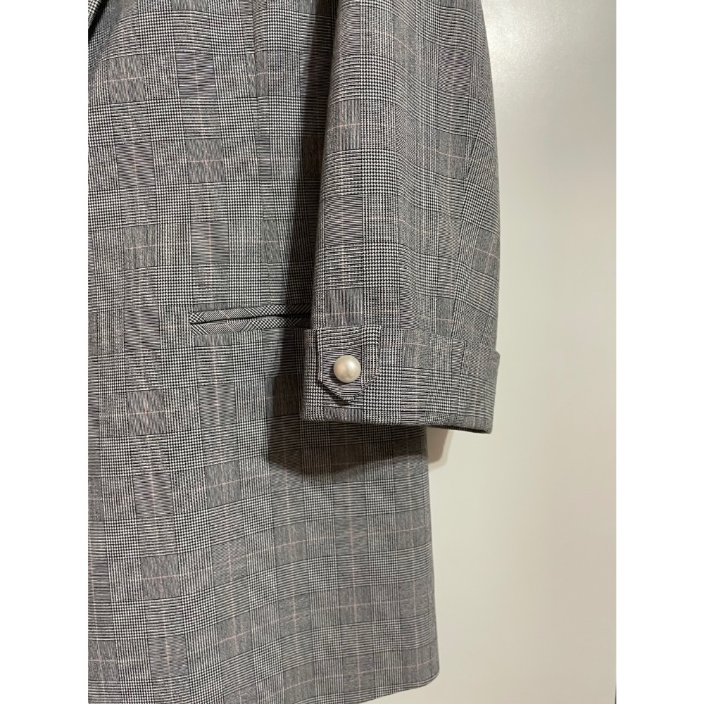U’re灰色粉格紋八分袖西裝外套/二手/M號-細節圖4
