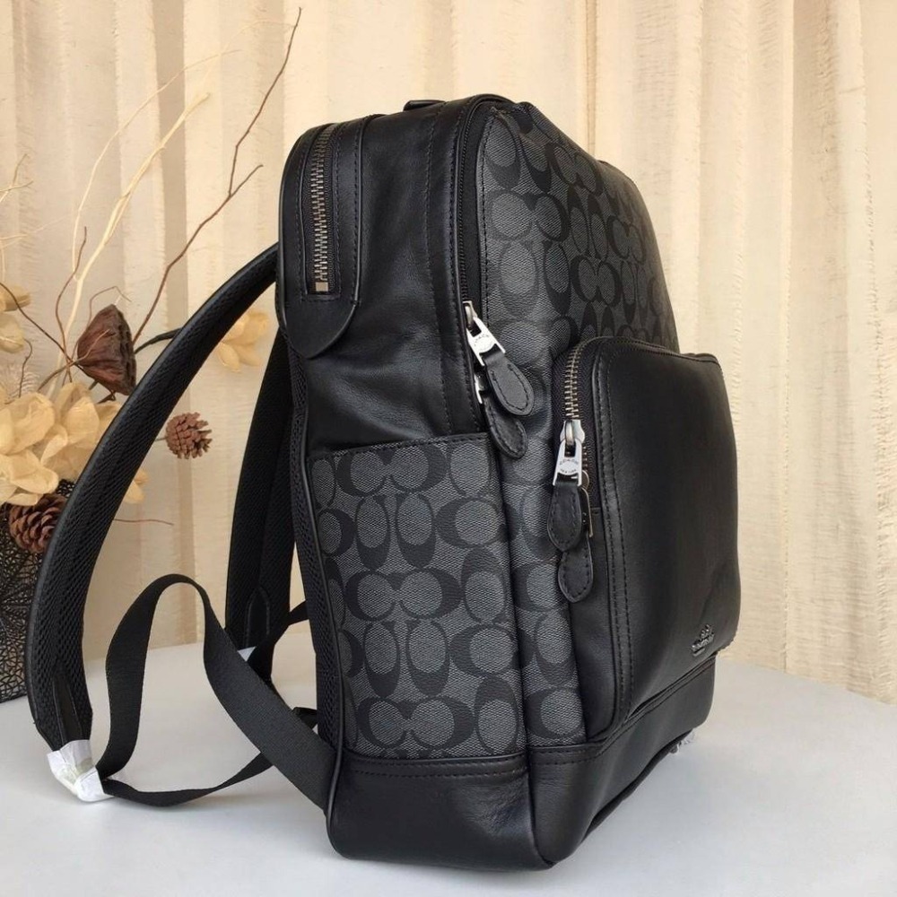 COACH 蔻馳男士拼色雙拉鍊雙肩包 電腦包 書包-細節圖2