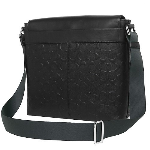 蒄家  F54771  馬車LOGO型男最愛 郵差包 素面牛皮翻蓋方型包   灰黑老花  黑-細節圖2