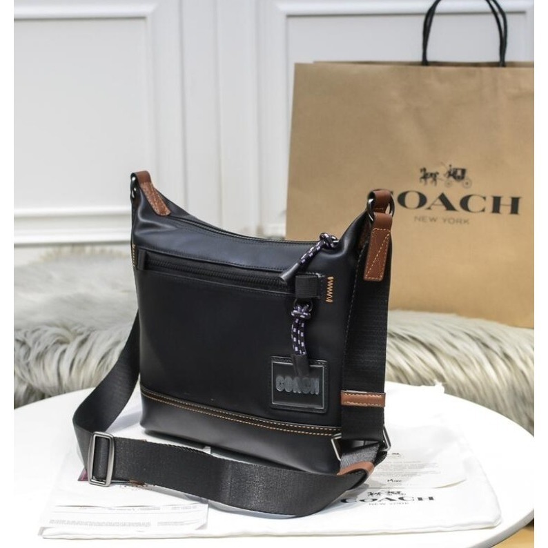 COACH 91761  簡約復古男士信使包 便捷皮革商務單肩包-細節圖3