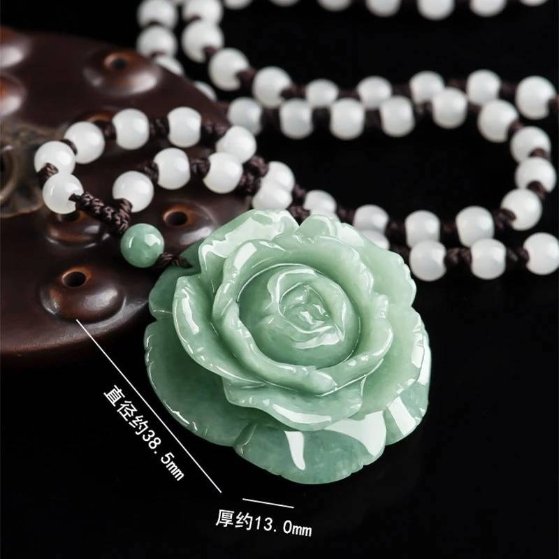 天然A貨斐翠牡丹吊墜冰種鈺石吊飾-細節圖2