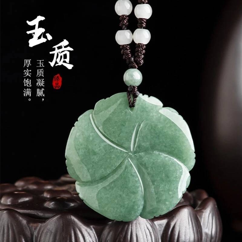 天然A貨斐翠牡丹吊墜冰種鈺石吊飾-細節圖3