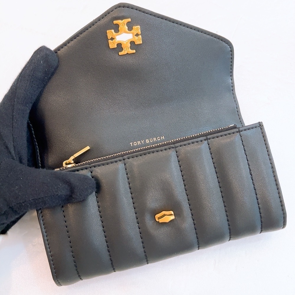 Tory Burch 女士長夾  電繡車線 羊皮菱格-細節圖2