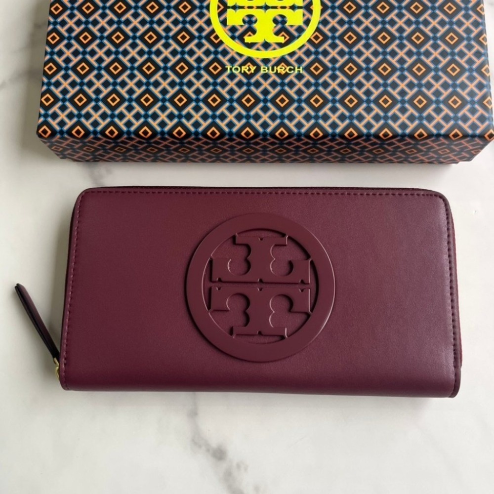 Tory Burch 女士長夾  電繡車線 羊皮菱格-細節圖5