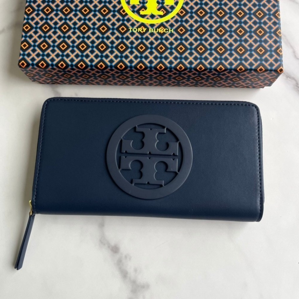 Tory Burch 女士長夾  電繡車線 羊皮菱格-細節圖7