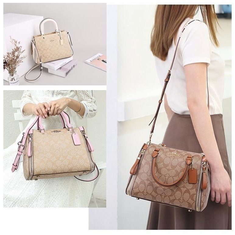 ❤️母親節禮物❤️COACH 22950 新款女士 單肩斜跨手提 戴妃包女包  粉色-細節圖6