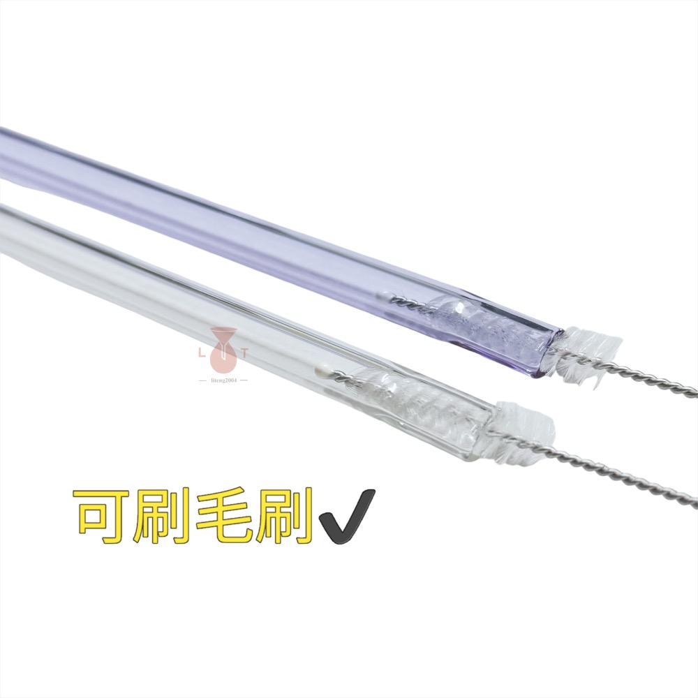 扁口玻璃吸管 可刷毛刷 斜口吸管 玻璃吸管 吸管 透明 厚壁 環保吸管 果汁飲料-細節圖3