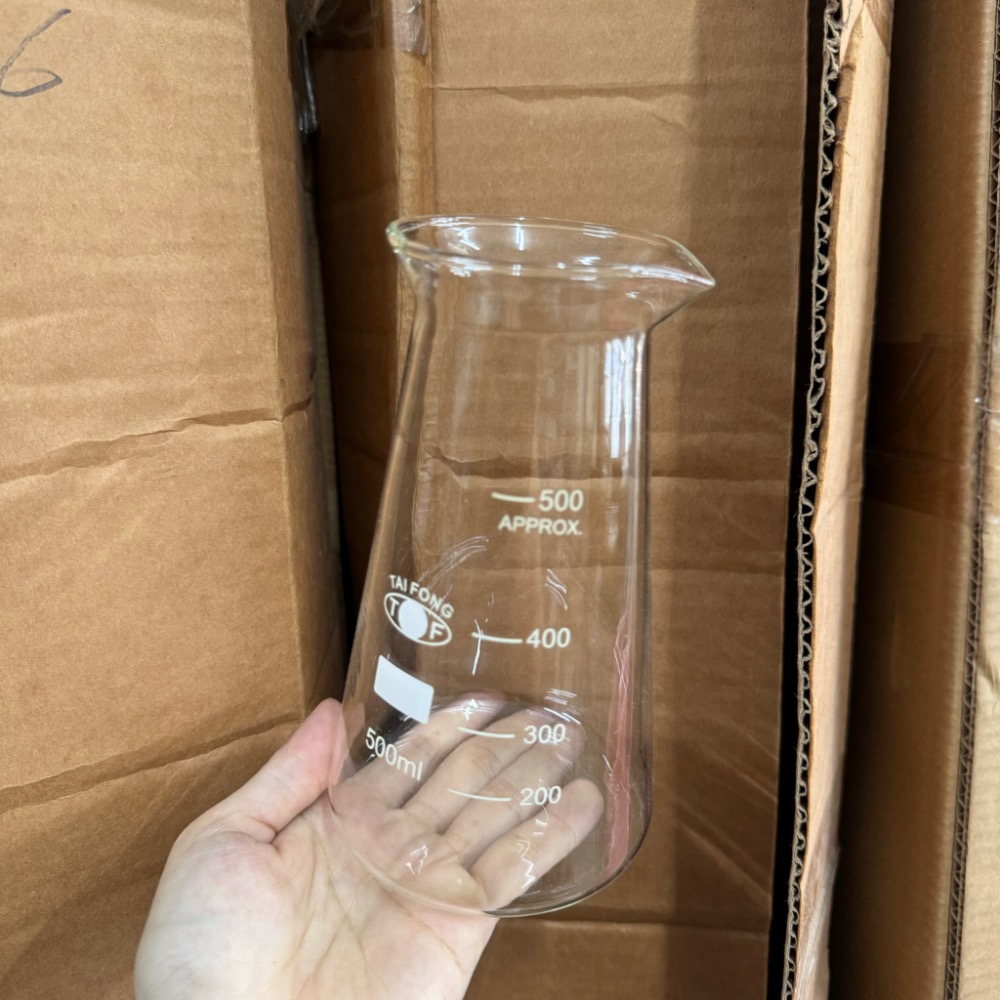出清 錐形燒杯500ml  玻璃燒杯 玻璃量杯 具嘴燒杯 刻度燒杯-細節圖2