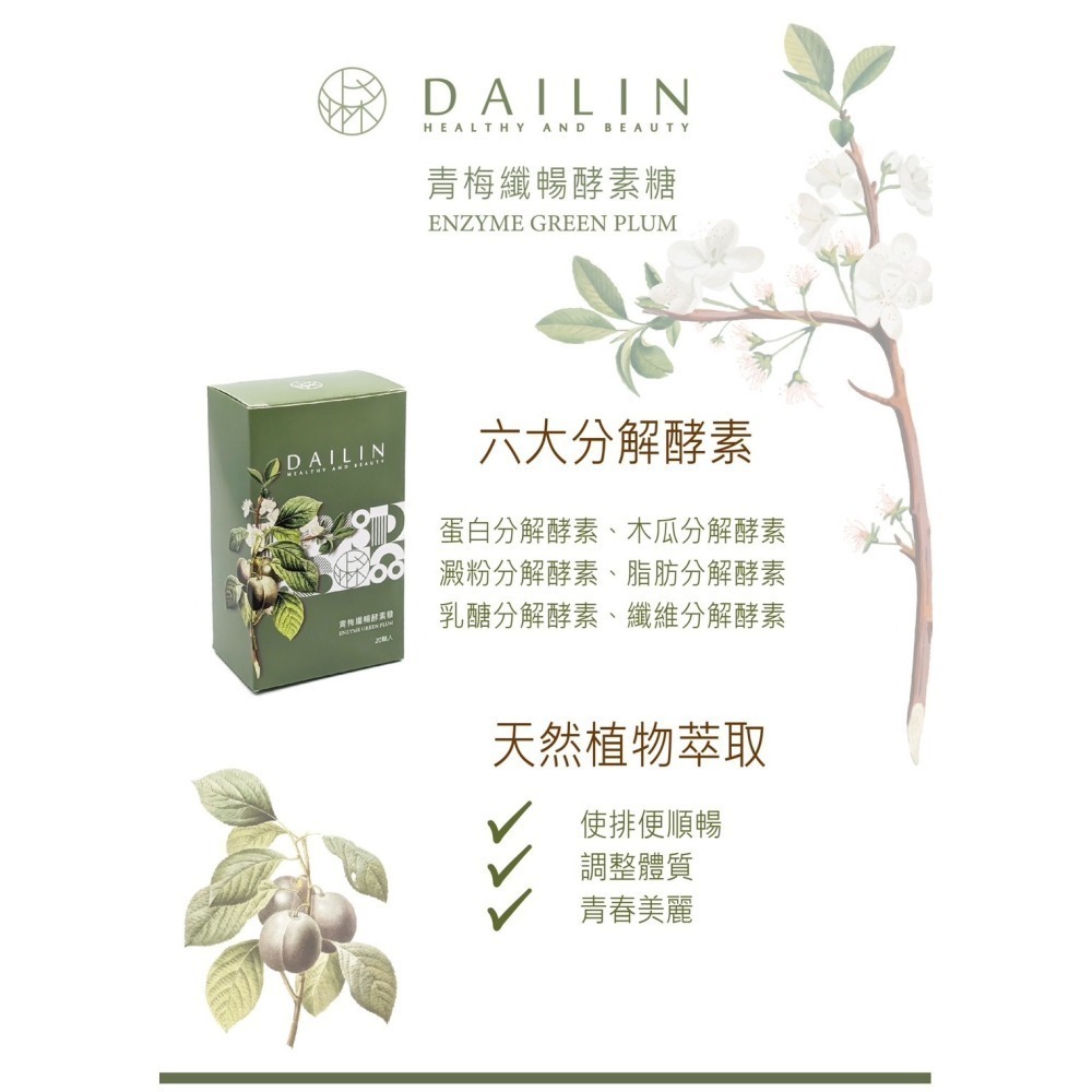 青梅纖暢 酵素糖 一盒20顆 SGS檢驗 Dailin 代琳 排便 順暢 全新包裝-細節圖2