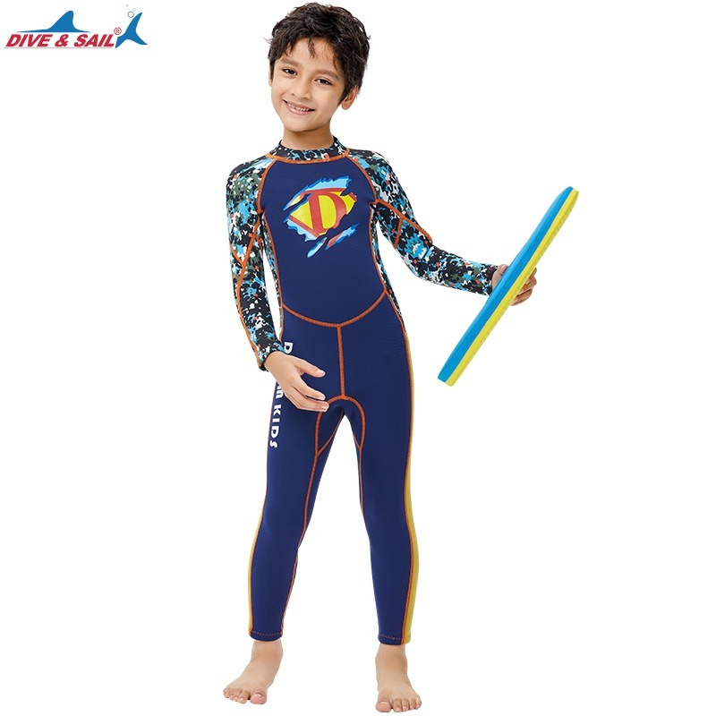 台灣現貨新款兒童保暖泳衣2.5MM/連體前開後開拉鏈潛水服/防寒浮潛衝浪水母衣-紫玉蘭/兒童/KW-細節圖2