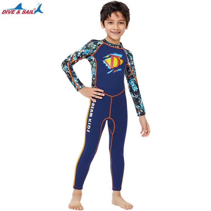 台灣現貨新款兒童保暖泳衣2.5MM/連體前開後開拉鏈潛水服/防寒浮潛衝浪水母衣-紫玉蘭/兒童/KW-細節圖3